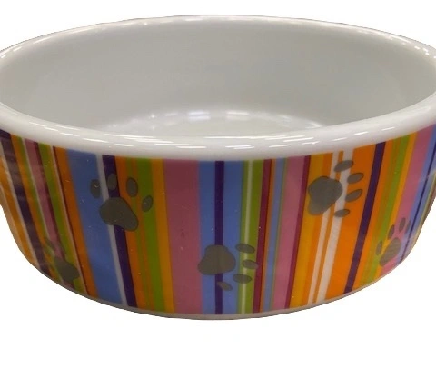 Keramisk Hundeskål farvet med poter 19 cm